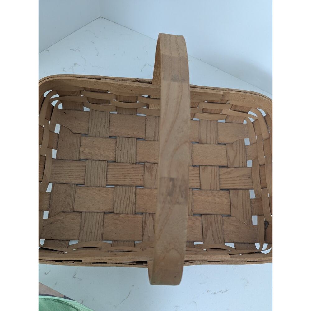 Vtg Basketville Putney Vt. Splint Oakwood Rectangle Gathering Basket Garden - Picture 5 of 13
